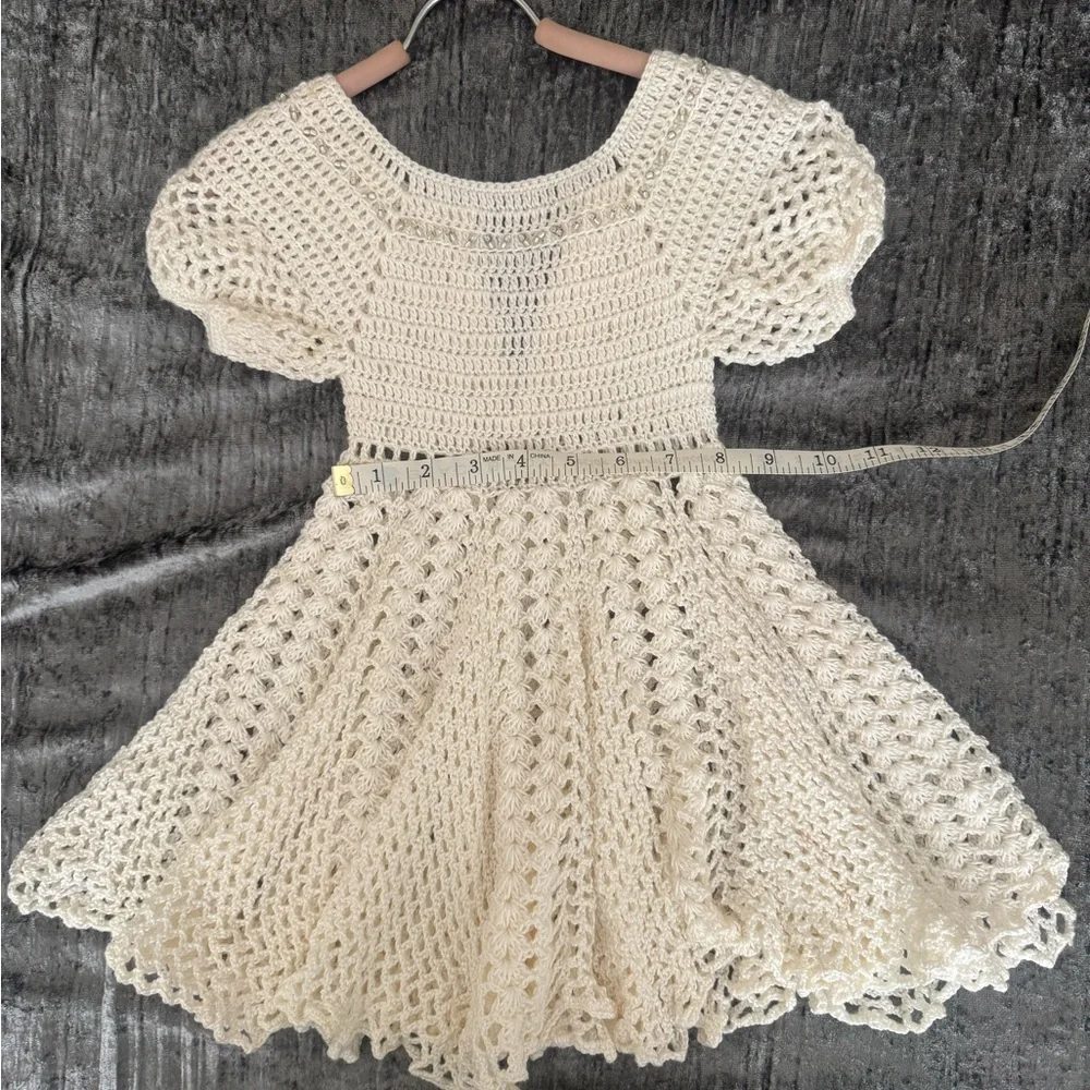 Cream Crochet Baby Dress with Shoes